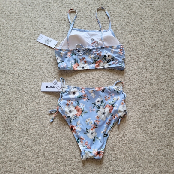 HURLEY Floral Tankini Light Blue 2 Piece Swimwear Swimsuit - Picture 2 of 9